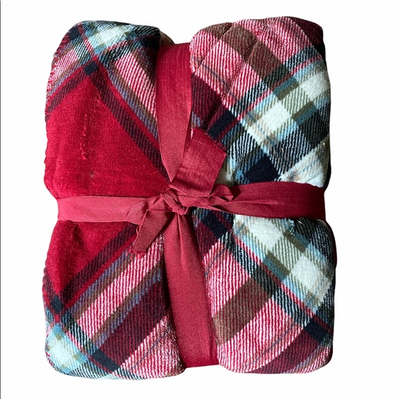 Sherpa Reversible Throw Plaid 50 x 60” - Picture 3 of 4